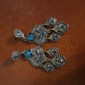 Elegant Blue and Silver Dangle Earrings